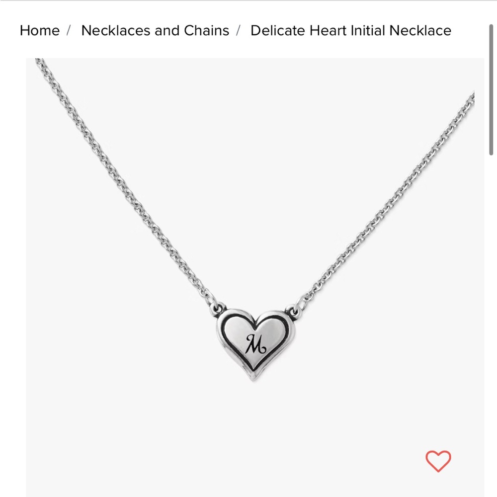 James Avery Delicate Heart Initial Necklace “M” Sterling Silver